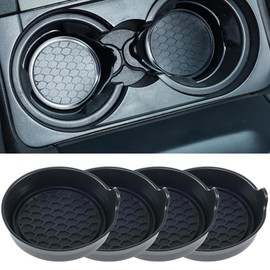 Amooca Car Cup Coaster Universal Automotive Waterproof Non-Slip Cup Holders Sift-Proof Spill Holder Car Interior Accessories 4 Pack Black