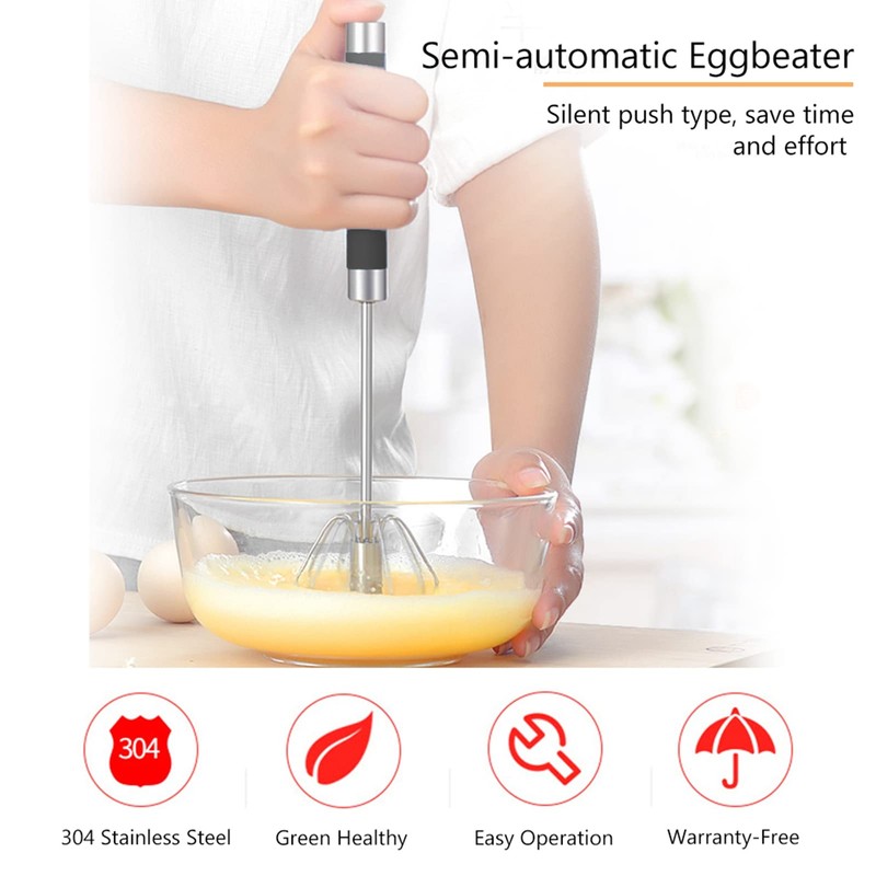 Schneebesen Manuell, Drehbarer Manueller Schneebesen Ei Halbautomatischer Schneebesen Schneebesen Edelstahl