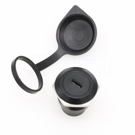 DRRI D Type Chassis Connector Type C Female to Female Converter Adapter Round Panel Mount with Dust Cover