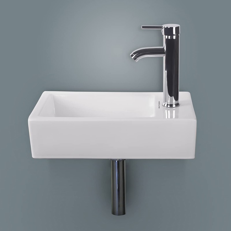 18"D x 10"W x 5"H Small White Ceramic Corner Wall-Mount