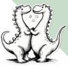 Extra Large 460mm 'Cute Dinosaurs in Love' Permanent Sticker Decal