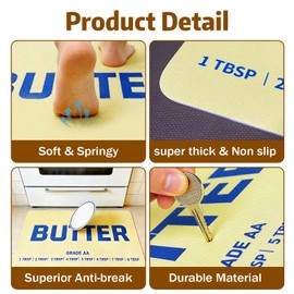 Butter Rug-Cute Funky Non-Slip Anti-Fatigue Kitchen Mat, Yellow Bathroom Rug for House Sink Office Standing Desk, 17.3"x28" Comfort Floor Mat,Multiple Uses Kitchen, Laundry, Bathroom