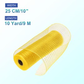 MECCANIXITY 10 Inch Glitter Poly Burlap Mesh for Wreath, Decorative Mesh Fabric Ribbon 10 Yard for Fall Easter Christmas Flower Bow, Yellow & Light Gold