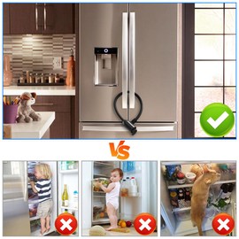 Cable Lock Refrigerator Lock eLinkSmart French Door Fridge Lock - Waterproof 40cm 15.7 inch Fingerprint Bluetooth App Keyless Cable Lock for Cabinets Freezer Baby Safe