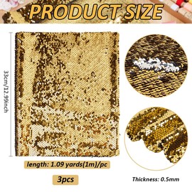 BENECREAT 100 x 33 cm Two-Tone Sequin Fabric, Reversible Shimmering Sewing Fabric, Hinged Graffiti Fabric, Mermaid Sequin Fabric, Sensory Wall, Sensory Room Decor, Gold and Silver