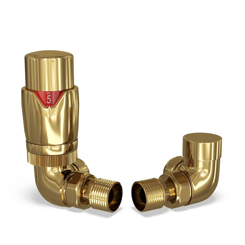 UK Radiators Thermostatic Radiator Valve (TRV) 15mm Corner Lockshield Valve