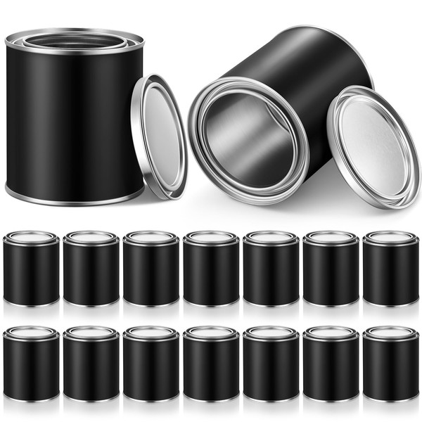 Vesici 16 Pack Metal Paint Cans with Lids 0.84 Pint
