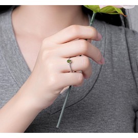 Adorable August Birthstone Stackable Rings for Girls: Sterling Silver Olive Women Stacking Ring Promise Ring Size 4 for Teens Daughter Friend - Christmas Anniversary Birthday Gifts Jewelry