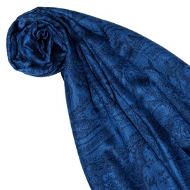 Lorenzo Cana Pashmina 78147 Women's Scarf High Quality 70 cm x 180 cm Paisley Pattern Woven Medium Blue, blue