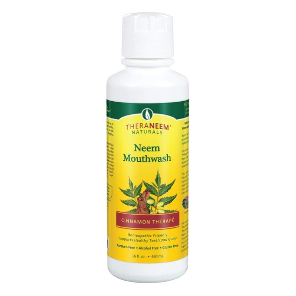 TheraNeem Neem Mouthwash | Freshens Breath, Supports Healthy Gums and Teeth, Vegan (16oz, Cinnamon)