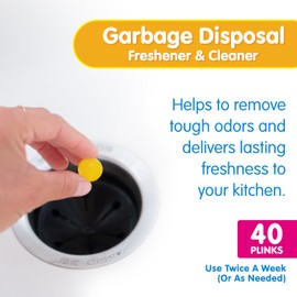 Plink Garbage Disposal Cleaner, Freshener & Odor Removing Balls, Easy to Use, Fresh Lemon Scent, 40 Count