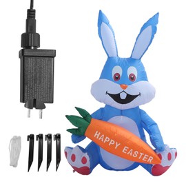 1.2 m Easter Inflatables Rabbit Cartoon Cute Fun Innovative Blow Up Easter Inflatable Outdoor Decoration for Outdoor Yard Garden EU Plug 220V