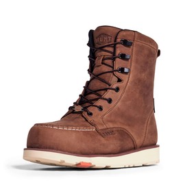 BRUNT Marin (Soft Toe) - Men’s Size 11, Brown - 8" Waterproof Moc Toe Wedge Work Boot - EH Rated - Slip + Oil Resistant - Adjustable Width System