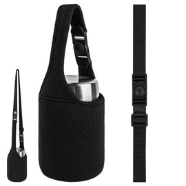 Linkidea Insulated Food Jar Carry Bag, Neoprene Small Lunch Bags for Women, 2 Ways Insulated Lunch Bags for Jar with Shoulder Strap, Compatible with Thermos 16 oz Food Jar (Black)