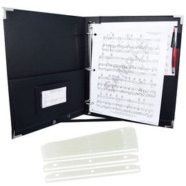 MSP Professional 3 Rings Portfolio Organizer, Music Choral Folder with, Handle, Detachable Strap and Bonus Item: Plastic Strip Magazine Holders- Black (MSP-210S - 9.5" x 12.5")