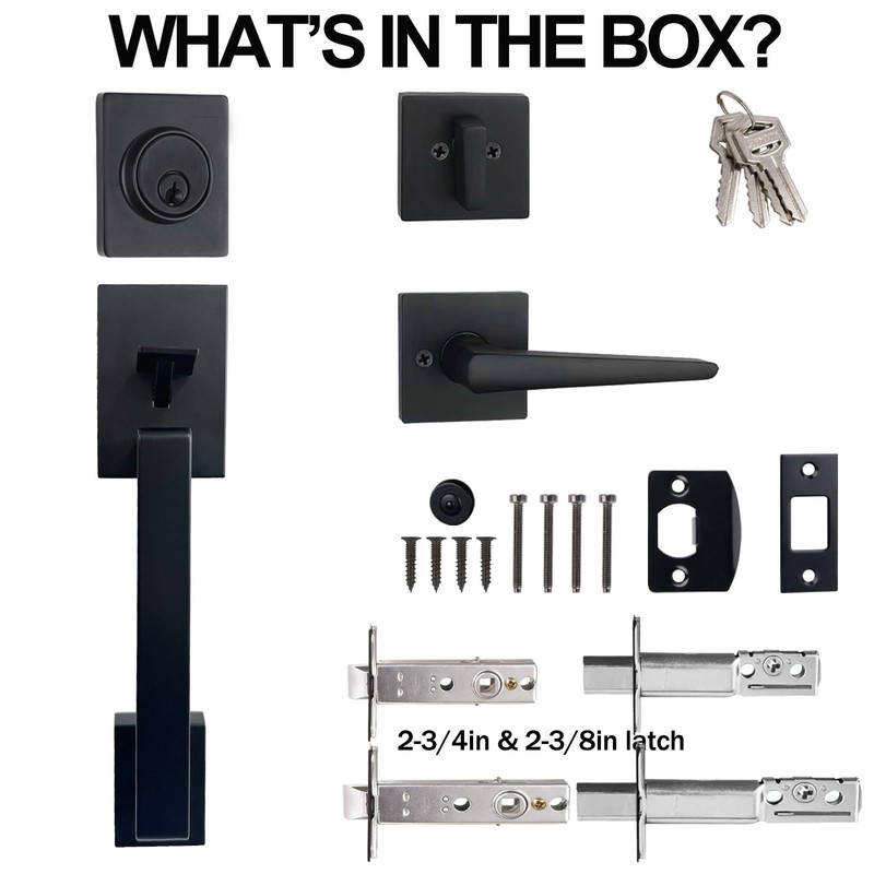 HISAFE Iron Black Front Door Lock Set for Entry Door/Backdoor,