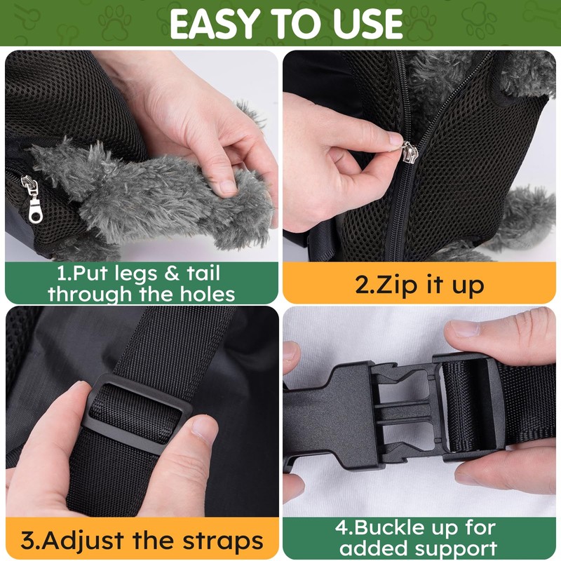 Pet Carrier Backpack, Hands-Free Adjustable Dog Front Carrier Legs Out