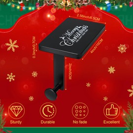 Yaocom 4 Pack Merry Christmas Stocking Holders Mantel Stocking Hangers Heavy Duty Fireplace Stocking Holders Weighted Stocking Hanging Hooks for Xmas Holiday Party Decoration(Black)