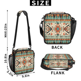 Pardick Aztec Lunch Box Insulated Lunch Bag Lunchbox with Adjustable Shoulder Strap Waterproof Cooler Bags for Travel/Picnic/Beach