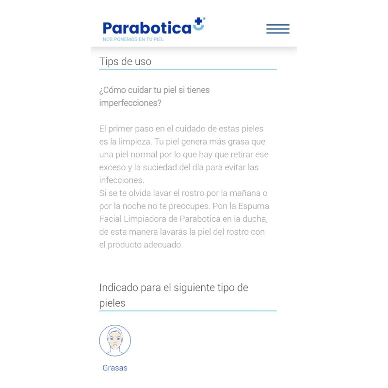 Parabotica Espuma Limpiadora Seborreguladora Piel Grasa 150mL Ácido Salicílico