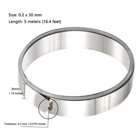 99.6% Pure Nickel Strip, 0.008"x1.18"x196.9" (0.2x30x5000mm), Thick Nickel Strips for Spot Welder, Electroplating, Welding, Solder, Lab Industry, Diy Craft