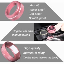 SENSHINE Air Conditioning Knob Cover Volume Control Tune Switch Buttton Covers for Dodge Durango Accessories 2021 2022 2023 2024 2025 AC Climate Adjust Trim Ring 3Pcs (Pink)
