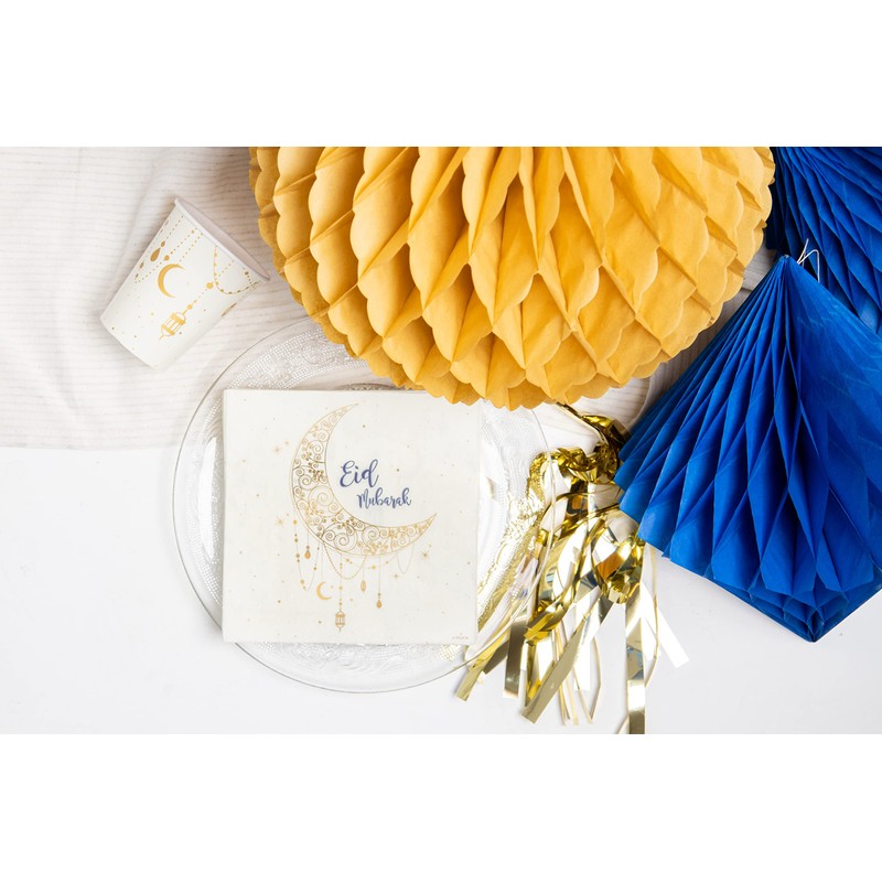 Folat Eid Mubarak Ramadan Decoration - Napkins Gold White 33
