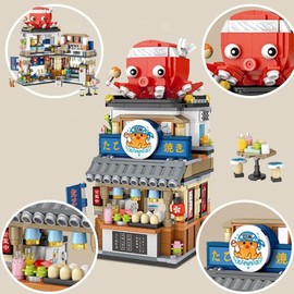 Betypura Mini Blocks Japanese Street View Building Set, Building Blocks Mini Bricks Model Kit, DIY Creative Toy for Kids & Adults, Japanese Architecture Inspired Building Blocks(772PCS Takoyaki Shop)