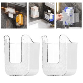 2 Pcs Wipes Dispenser, Wipe Container, Wipes Holder for Bathroom, Clear Wipes Dispenser for Bathroom, Wall Mounted Tissue Box Holder, Refillable Wipes Container Box for Kitchen Bathroom (Clear)