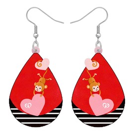 BAMAY Cute Monkey Earrings Acrylic Dangle Jewelry Teardrop Earrings for Women Girls Charms Monkey Gifts (Red)