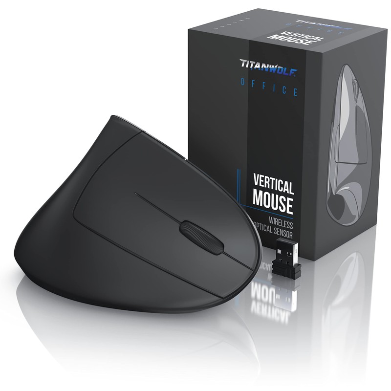 Titanwolf - Maus Vertikal Wireless - ergonomische Funk Vertikalmaus 2,4