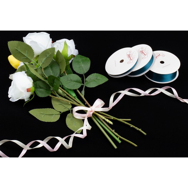 Zofrud 2 Rolls of Teal Double Faced Satin Ribbon -