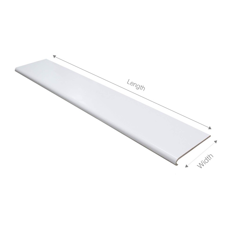 180mm White UPVC Bullnose Window Board/Cill Cover 1.25m Long 9mm