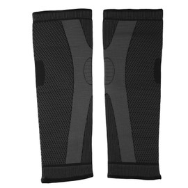 1 Pair Sports Knee Pads Extended Knitted Pressure Protector Breathable 2 Corrugation Pattern Black L 46cm
