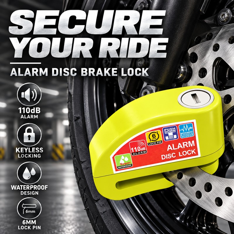 Motorcycle Disc Brake Alarm Lock for Theft Deterrence – 110dB