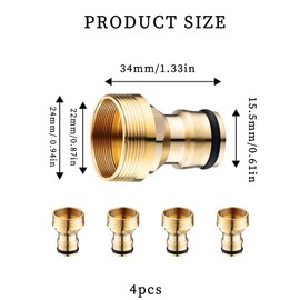 Pack of 4 Universal Tap Connector for Mixer Tap, Tap Adapter, Garden Hose, Hose Connector, Tap Adapter, Tap Adapter Hose, Quick Coupling Adapter Connection