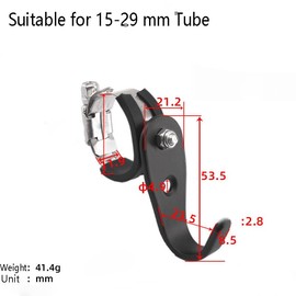 Chinflly Tube Hook,Stainless Steel Adjustable Shelf Pole J Hooks Fit for 15-29mm Rod Inner Dia Rod,Heavy Duty Utility Hooks for Bathroom Wardrobe Pipe Hanger,Single Hook