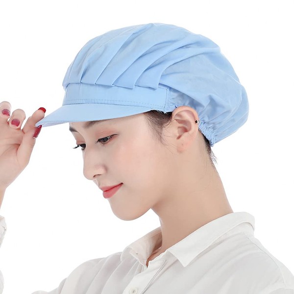 OTAKUMARKET Hygiene Cap, 2-3 Pieces, With Brim, Sanitary Hat, Food Hat, Cooking Cap, Restaurant, Cooking Hat, For Lunching, Women's, Men's, Mesh, Net Kitchen, Commercial Use, Cooking, Work, Adult, Black, White, Unisex (Light Blue (All Fabrics), 3)