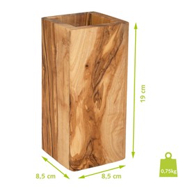 NATUREHOME Olive Wood Kitchen Utensil Cutlery Box - 19 cm Cutlery Holder and Stand for Kitchen Utensils, Cutlery, Scissors