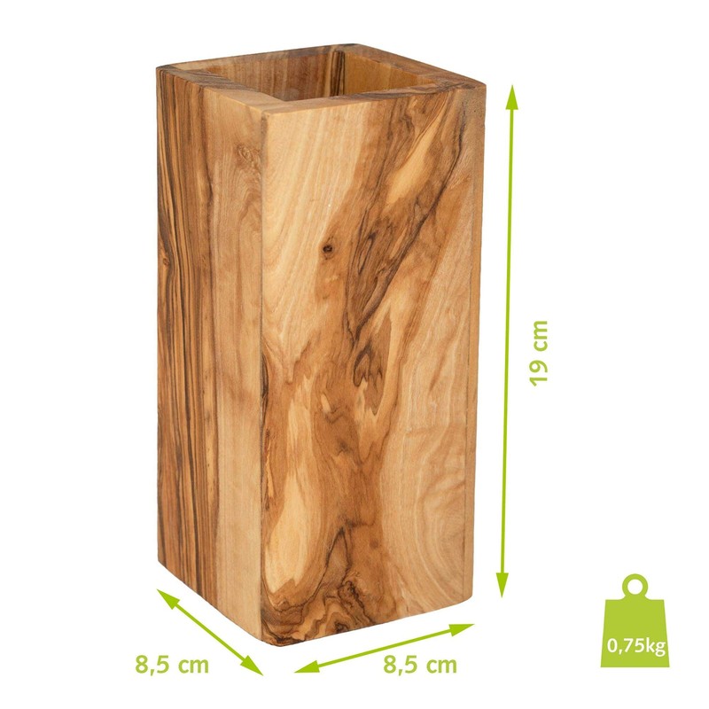 NATUREHOME Olive Wood Kitchen Utensil Cutlery Box - 19 cm
