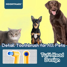 MoonyMars Cat Toothbrush Tuft Head, Small Dog & Puppy Tooth Brushing Kit, Mini Head Teeth Brush for Kitten & Tiny Pet, Doggy Toothbrushes Deep Dental Cleaning, 2 PCS - Orange