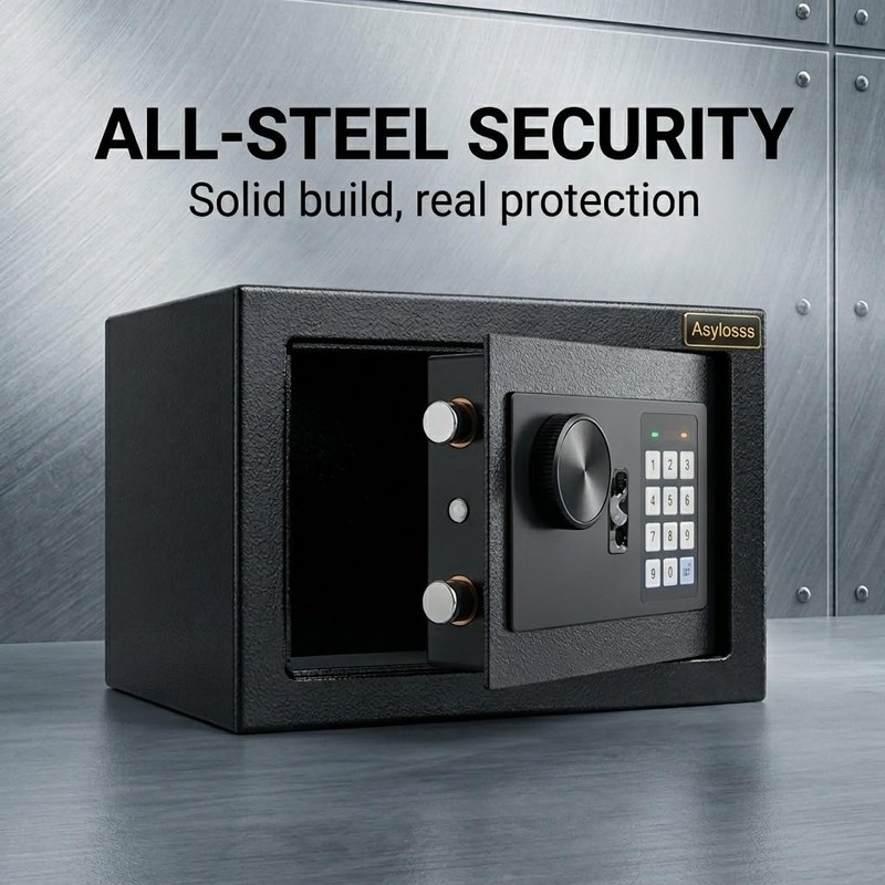 Mini Safe Box, Small Money Safe with Digital Keypad &