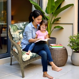 UUluhao Outdoor Chair Cushions Waterproof Floral Tufted Lawn Wicker Chair Cushion for Patio Furniture Indoor Rocking Chair Pad 41.7"*20.8"*3.9" Hawaii