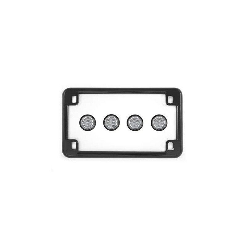 Gloss Black Metal Motorcycle License Plate Frame w/ 4 Clear