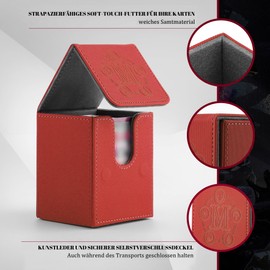 TCGUARD Card Deck Box for MTG Cards Storage Box Holds Over 100 Individual Cards, Microfibre Lining Card Box Compatible with Trading Card Games TCG, Yugioh Cards etc. (Vertical Red)