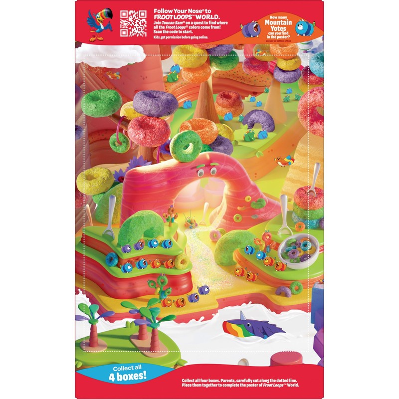 Kellogg's Froot Loops Breakfast Cereal, Fruit Flavored, Breakfast Snacks with