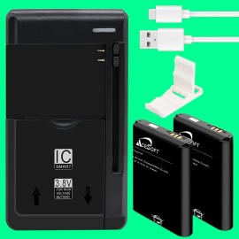 For Kyocera New Extra 2x 1900mAh Battery Charger Cable Bracket for Kyocera DuraXE Epic E4830