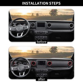 Hoolcar Dashboard Air Conditioner Vent Ring Trim Cover Aluminum Alloy Interior Accessories Compatible with 2018-2022 Jeep Wrangler JL JLU & Gladiator JT, Red, 4PCs