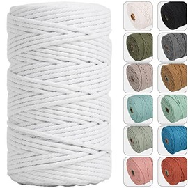 NOANTA 4mm 109yards Macrame Cord White Cotton Rope for Wall Hanging, Plant Hangers, Crafts, Knitting