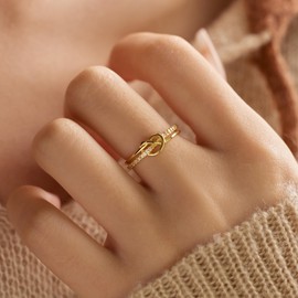 AIBELOPY Mother Daughter Rings for Women Best Friend Rings Friendship Rings Daughter Gifts From Mom Promise Rings for Her 925 Sterling Silver Knot Ring Cubic Zirconia Engagement Ring Size 5-10,